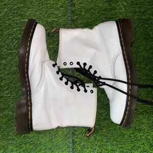 Dr Martens 1460 Air Wair Lace Up Combat Boots White Leather Women's Sz US 10